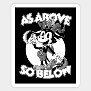 Pagan As Above So Below Funny Satanic Baphomet Retro Cartoon Magnet